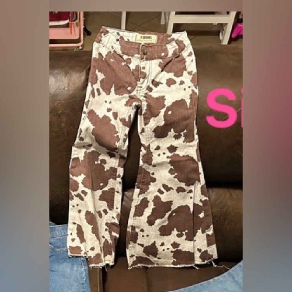Girls size 6 cow print bell bottoms